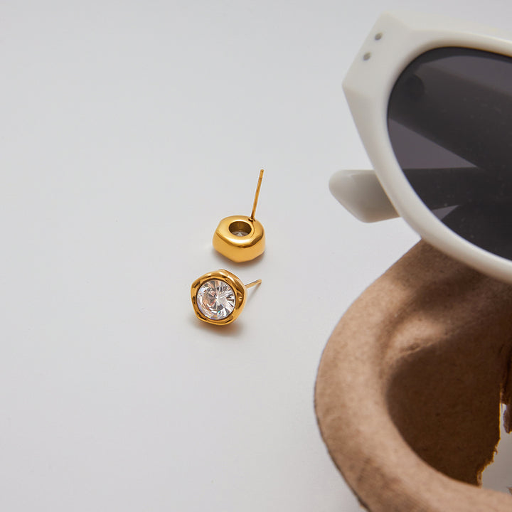 Cala Textured Bezel Stud Earrings