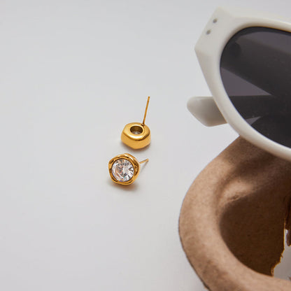 Cala Textured Bezel Stud Earrings