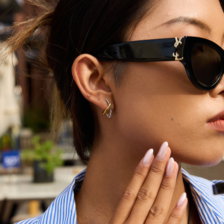Sirocco Mixed-Metal Wishbone Earrings