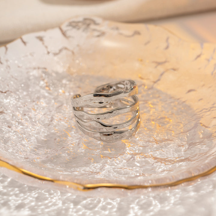 Marea Hammered Stacked Ring