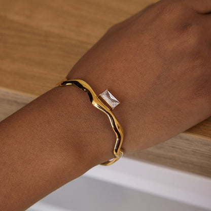 Lerici Wave-Cut Stone Cuff Bracelet