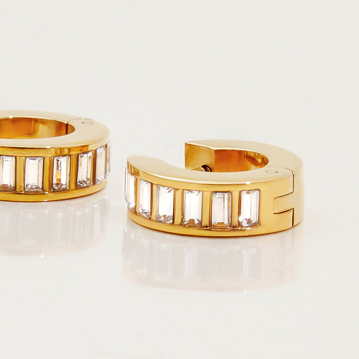 Marea Stone Channel Huggie Earrings