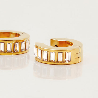 Marea Stone Channel Huggie Earrings