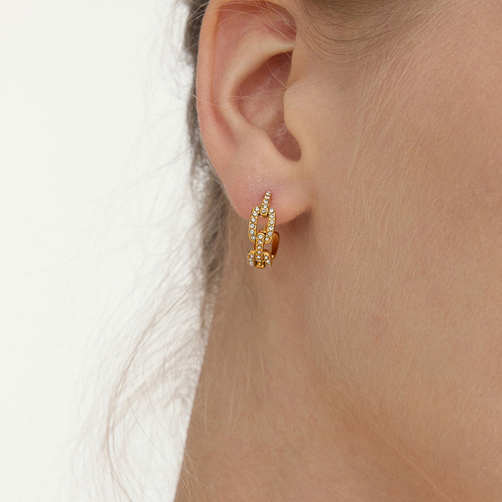 Cassis Faceted Link Hoop Earrings