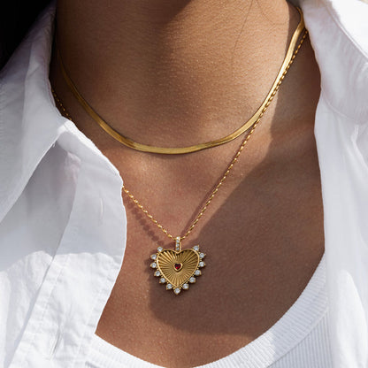 Amalfi Crimson Halo Heart Necklace