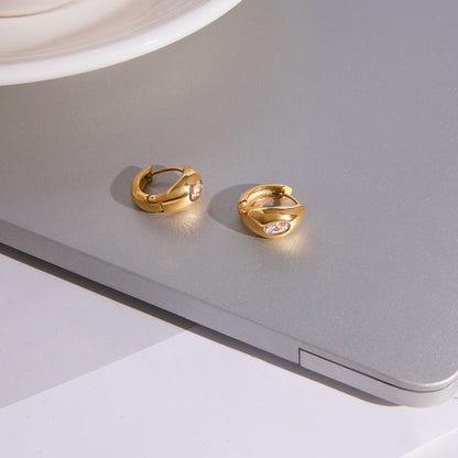 Solene Rounded Stone Hoop Earrings
