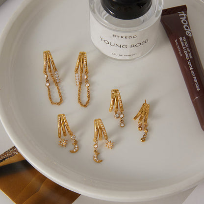 Calanque Crystal Chain Drop Earrings