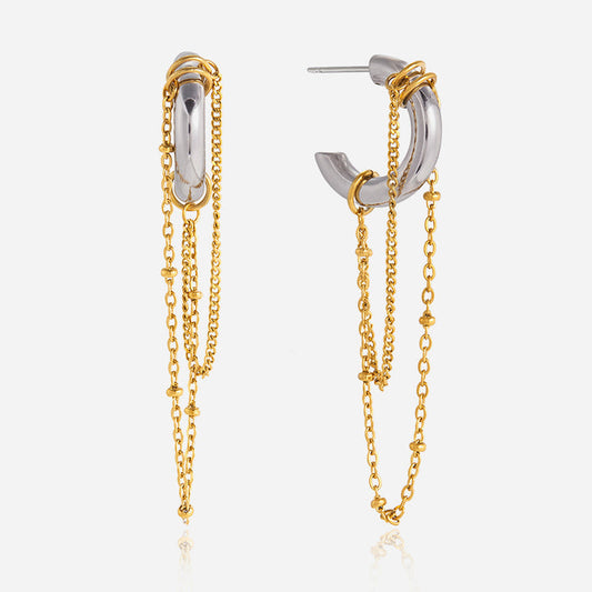 Marea Cascading Link Hoop Earrings