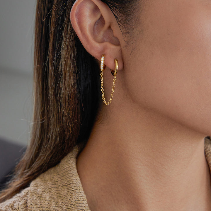 Cala Twin Huggie Drape Earrings