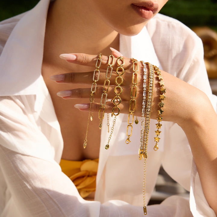 Solana Faceted Ring-Link Bracelet