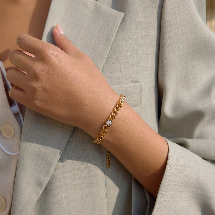 Salina Bezel Stone Link Bracelet