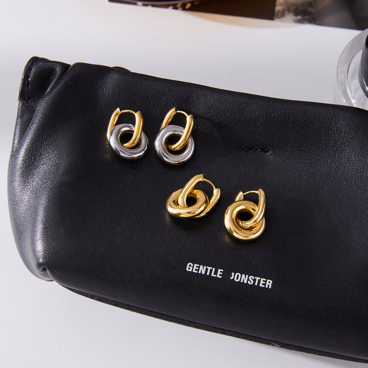 Marea Linked Circle Huggie Earrings