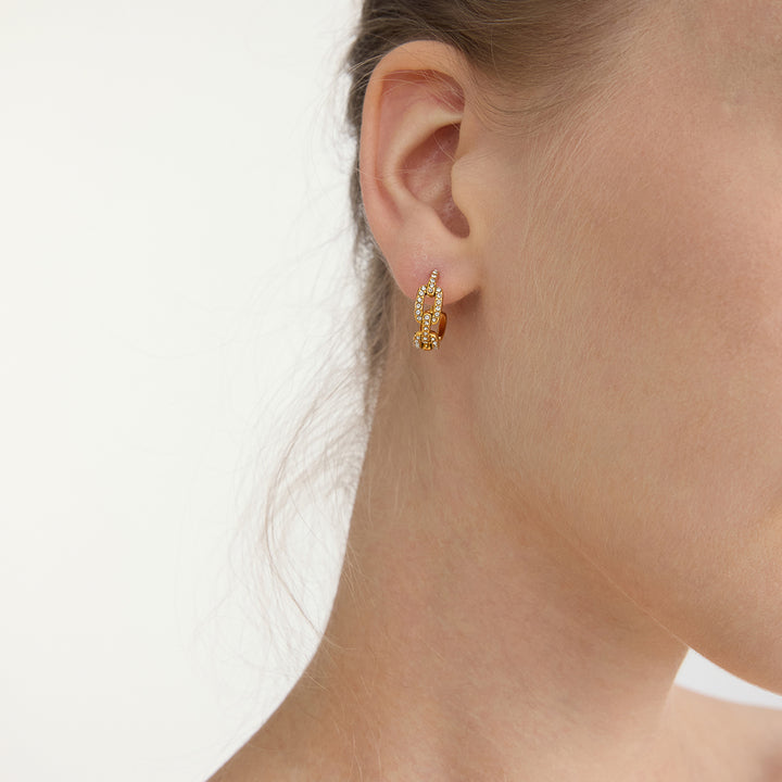 Cassis Faceted Link Hoop Earrings