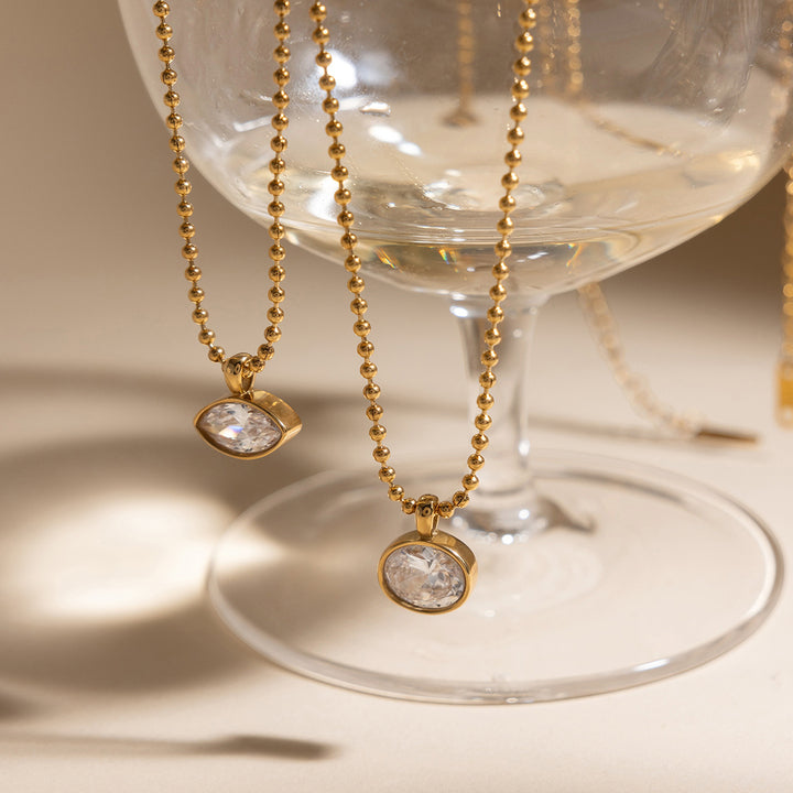 Solene Petal-Cut Beaded Chain Necklace