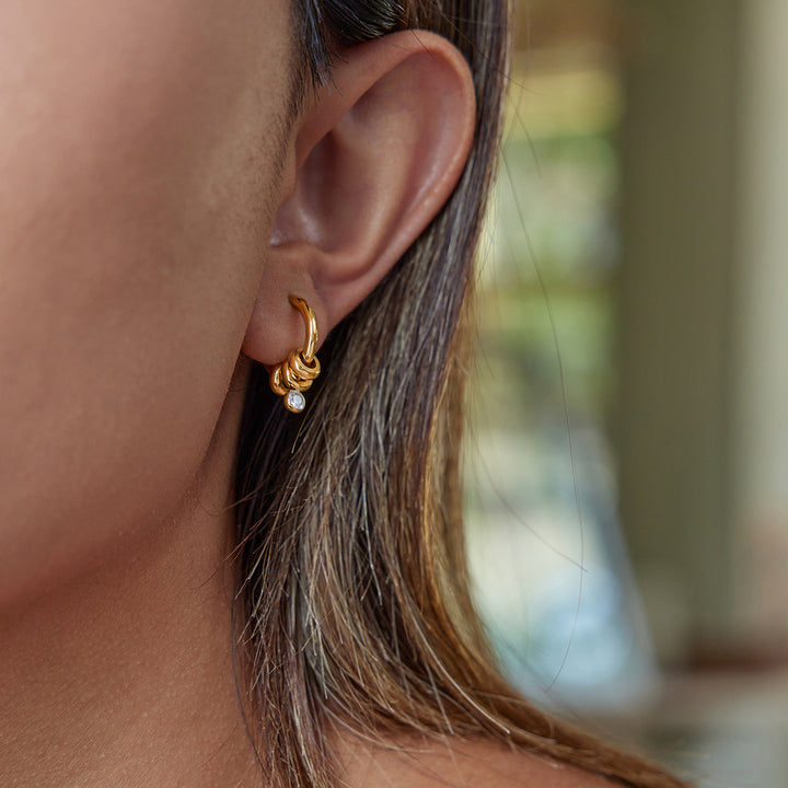 Solene Looped Zircon Huggie Earrings