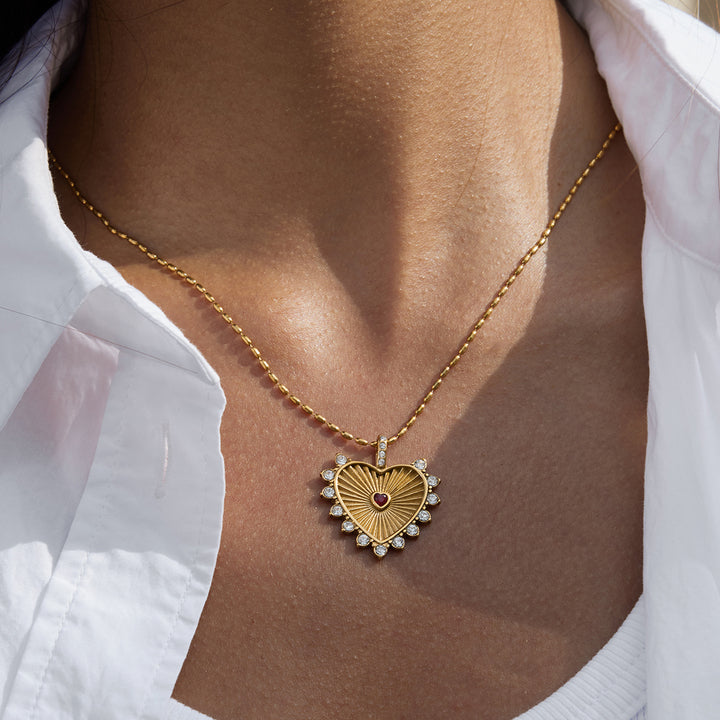Amalfi Crimson Halo Heart Necklace