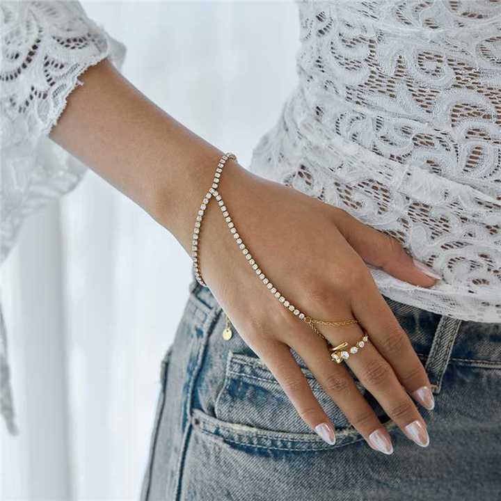 Marea Stone-Set Hand Chain Bracelet