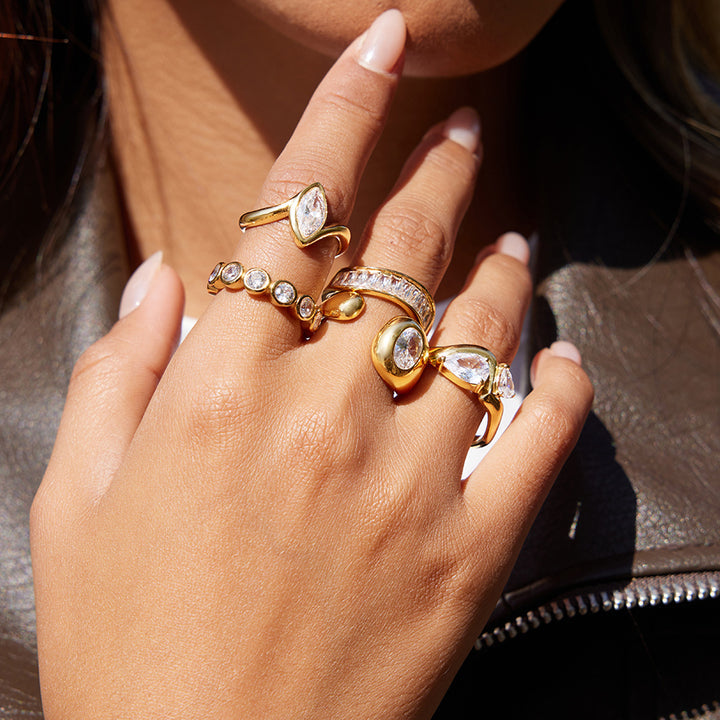 Marea Pebbled Crystal Ring