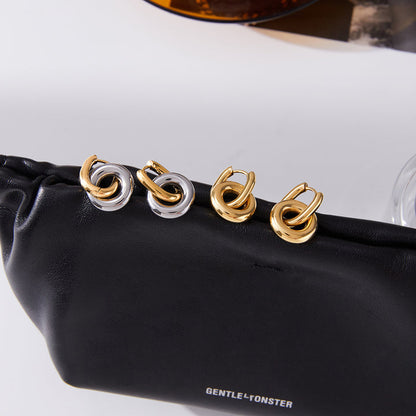 Marea Linked Circle Huggie Earrings