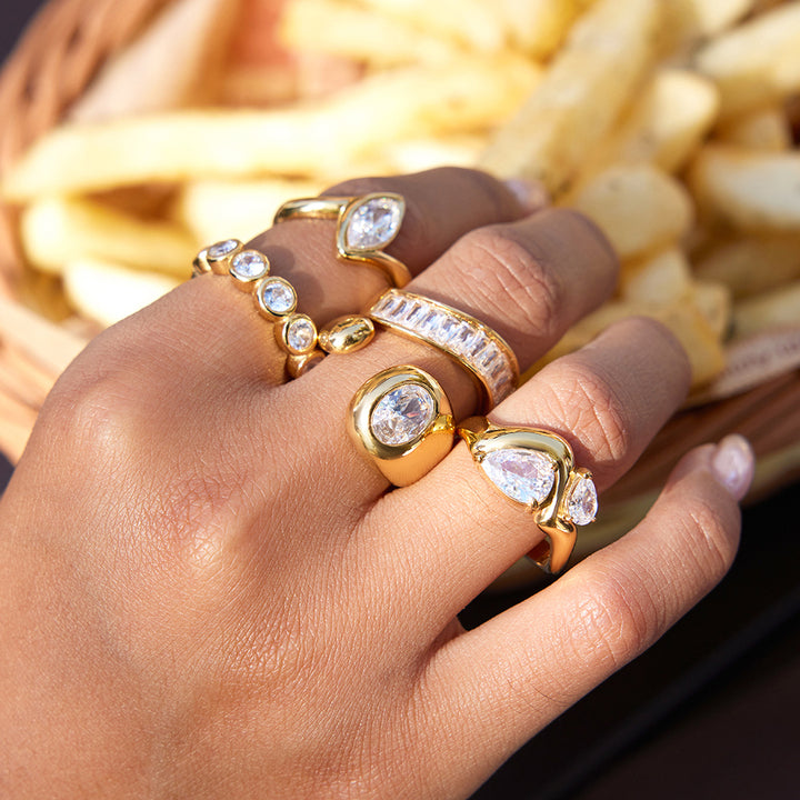 Marea Pebbled Crystal Ring