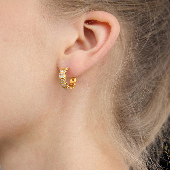 Duna Stone-Set Open Hoop Earrings