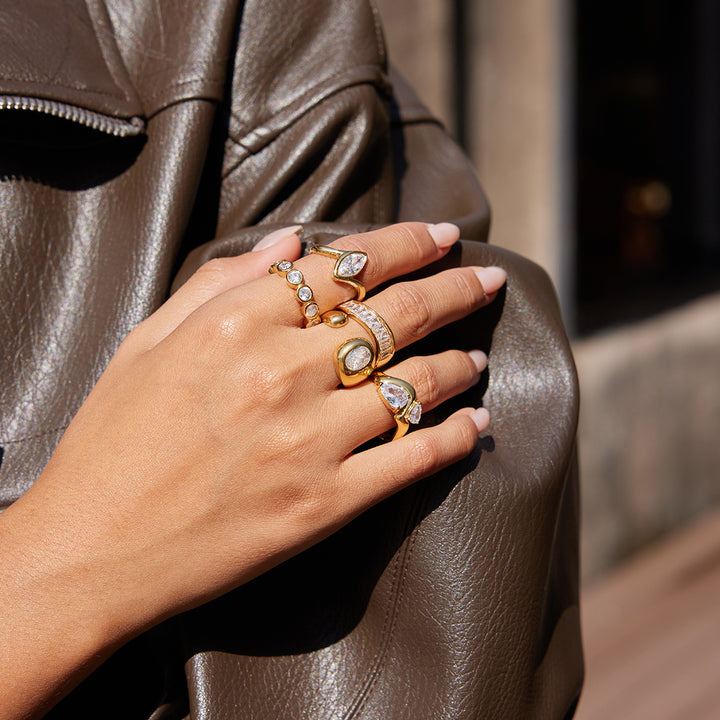 Marea Pebbled Crystal Ring