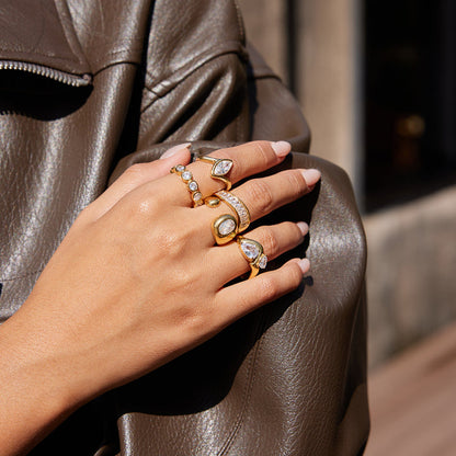 Marea Pebbled Crystal Ring