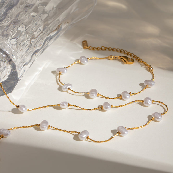 Salina Beaded Pearl Chain Bracelet