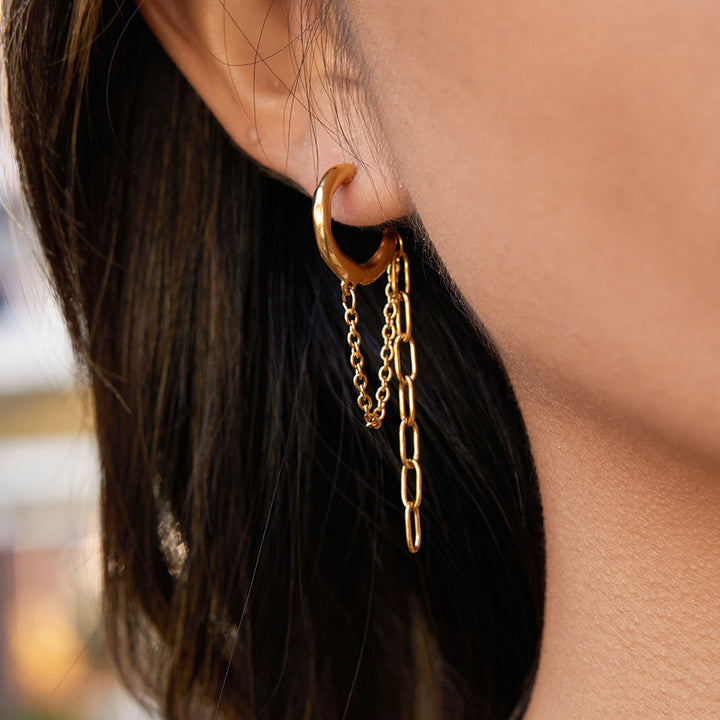 Cala Twin Huggie Drape Earrings