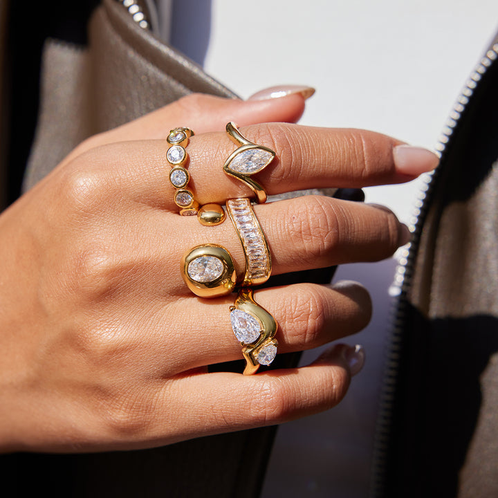 Marea Pebbled Crystal Ring