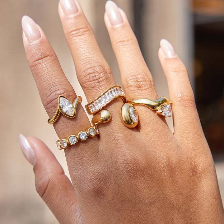 Marea Pebbled Crystal Ring