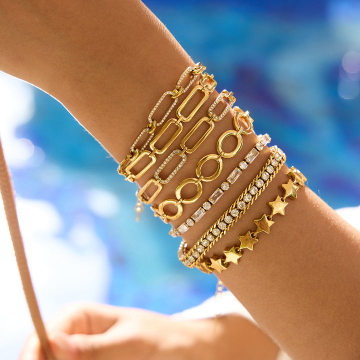 Solana Faceted Ring-Link Bracelet
