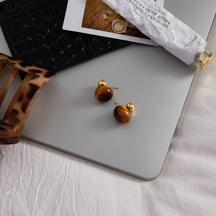 Sirocco Gilded Pebble Stud Earrings