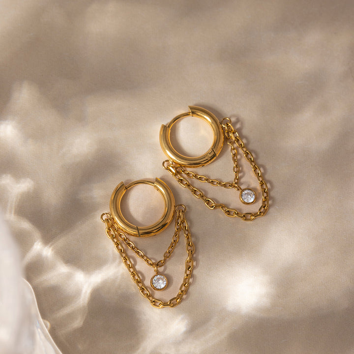 Nerea Draped Stone Huggie Earrings