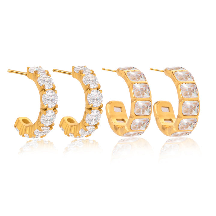 Duna Stone-Set Open Hoop Earrings
