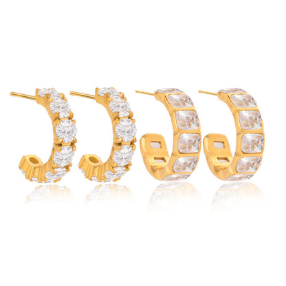 Duna Stone-Set Open Hoop Earrings