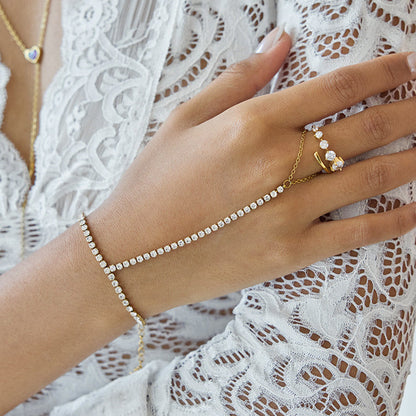 Marea Stone-Set Hand Chain Bracelet