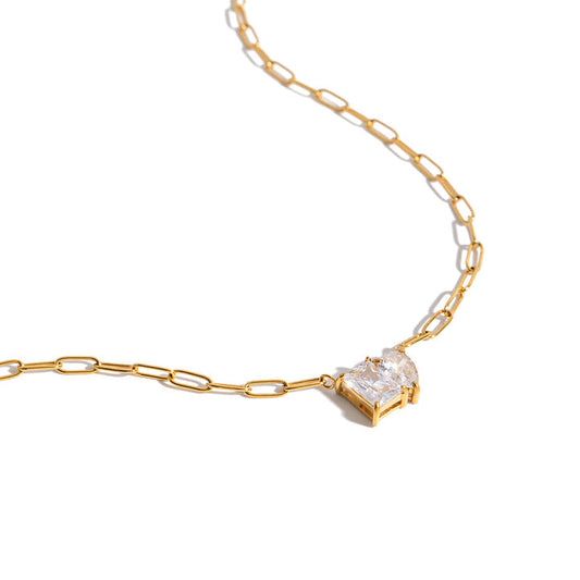 Cala Bezel Stone Link Necklace