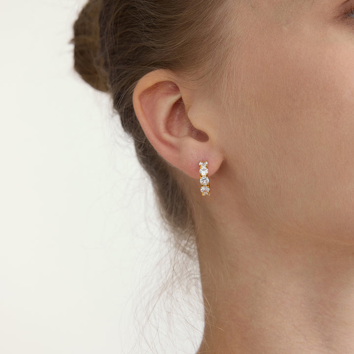 Duna Stone-Set Open Hoop Earrings