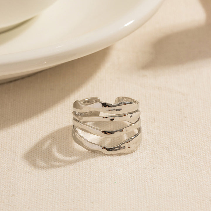 Marea Hammered Stacked Ring