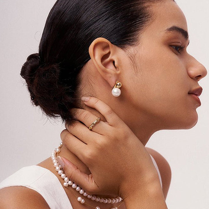 Solana Orb and Pearl Stud Earrings