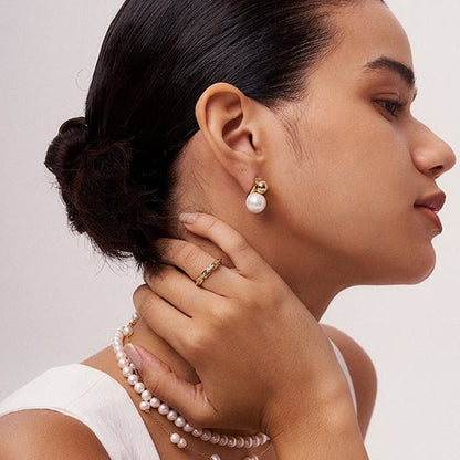 Solana Orb and Pearl Stud Earrings