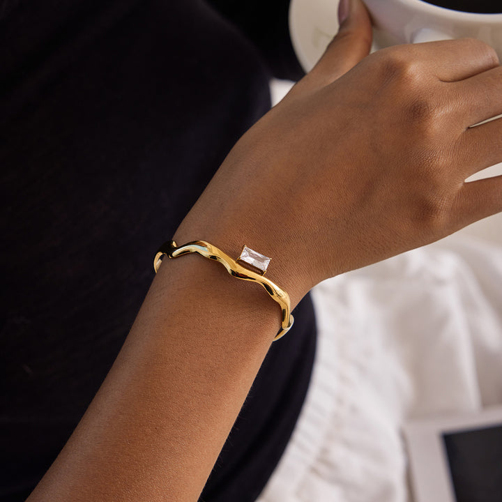 Lerici Wave-Cut Stone Cuff Bracelet