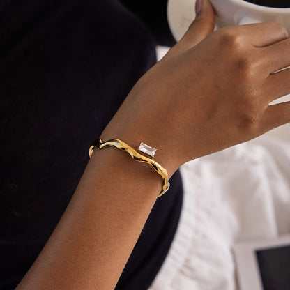 Lerici Wave-Cut Stone Cuff Bracelet