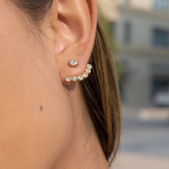 Marea Fanned Stone Jacket Earrings
