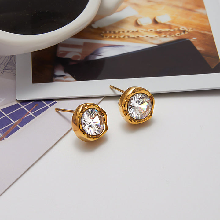 Cala Textured Bezel Stud Earrings