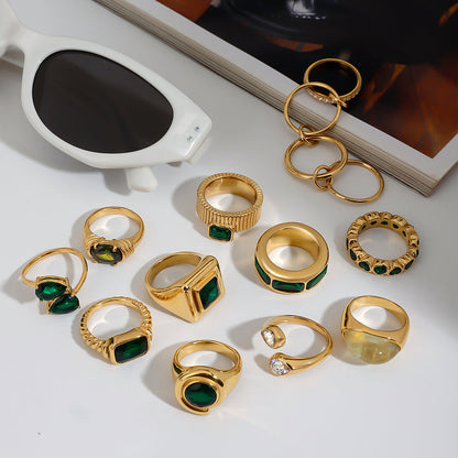 Aegean Ribbed Emerald-Cut Ring