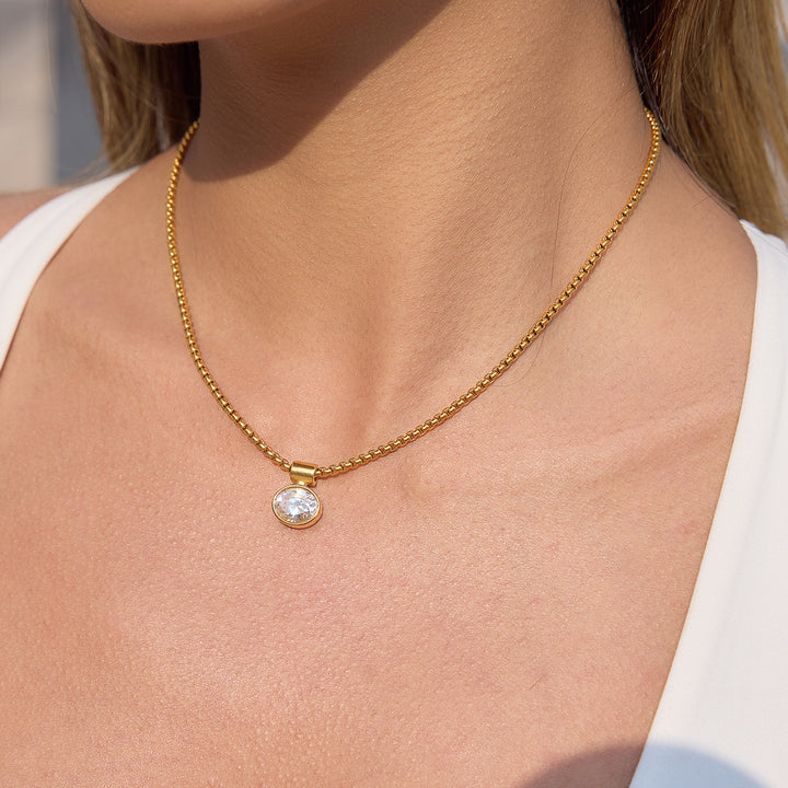 Caleta Framed Oval Crystal Necklace