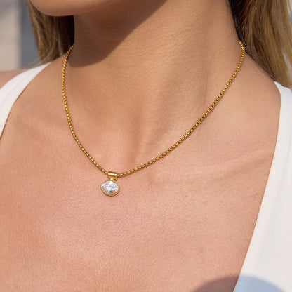 Caleta Framed Oval Crystal Necklace