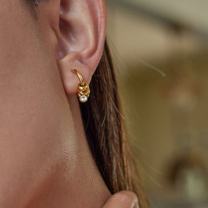 Solene Looped Zircon Huggie Earrings